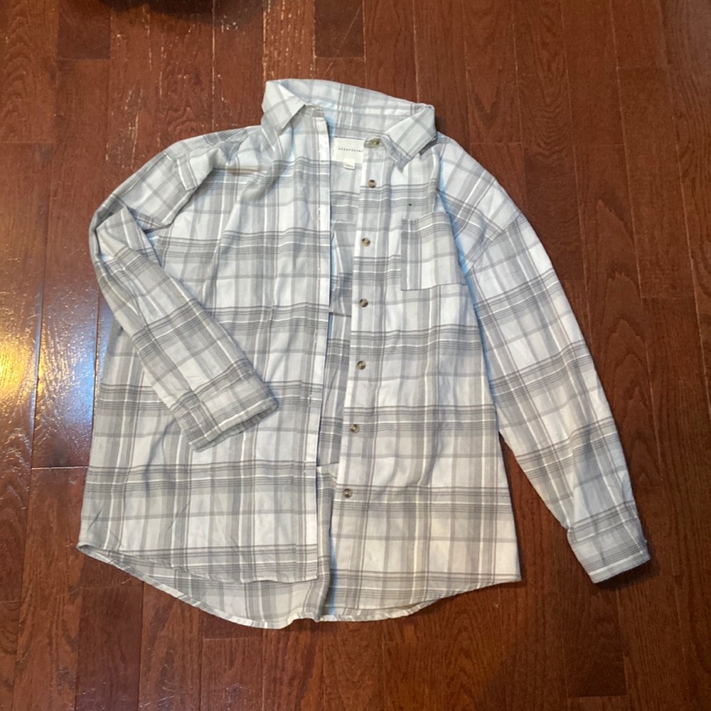 Grey and White Aeropostale Flannel